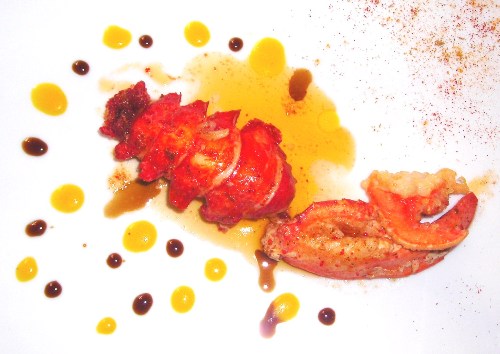 Lobster with Xeres Montilla-Moriles 1927 and goat milk cappuccino with jasmine and tropical sauce